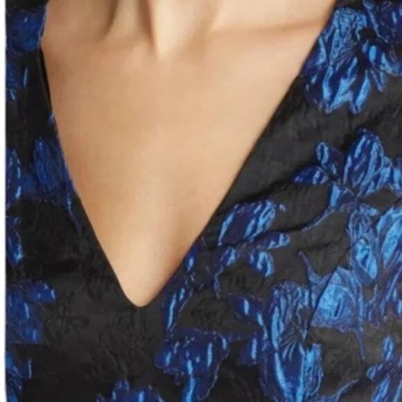 Lulus NEW Black Blue Lace Floral Jacquard Elegant Taste Cocktail Dress Large - Picture 7 of 11